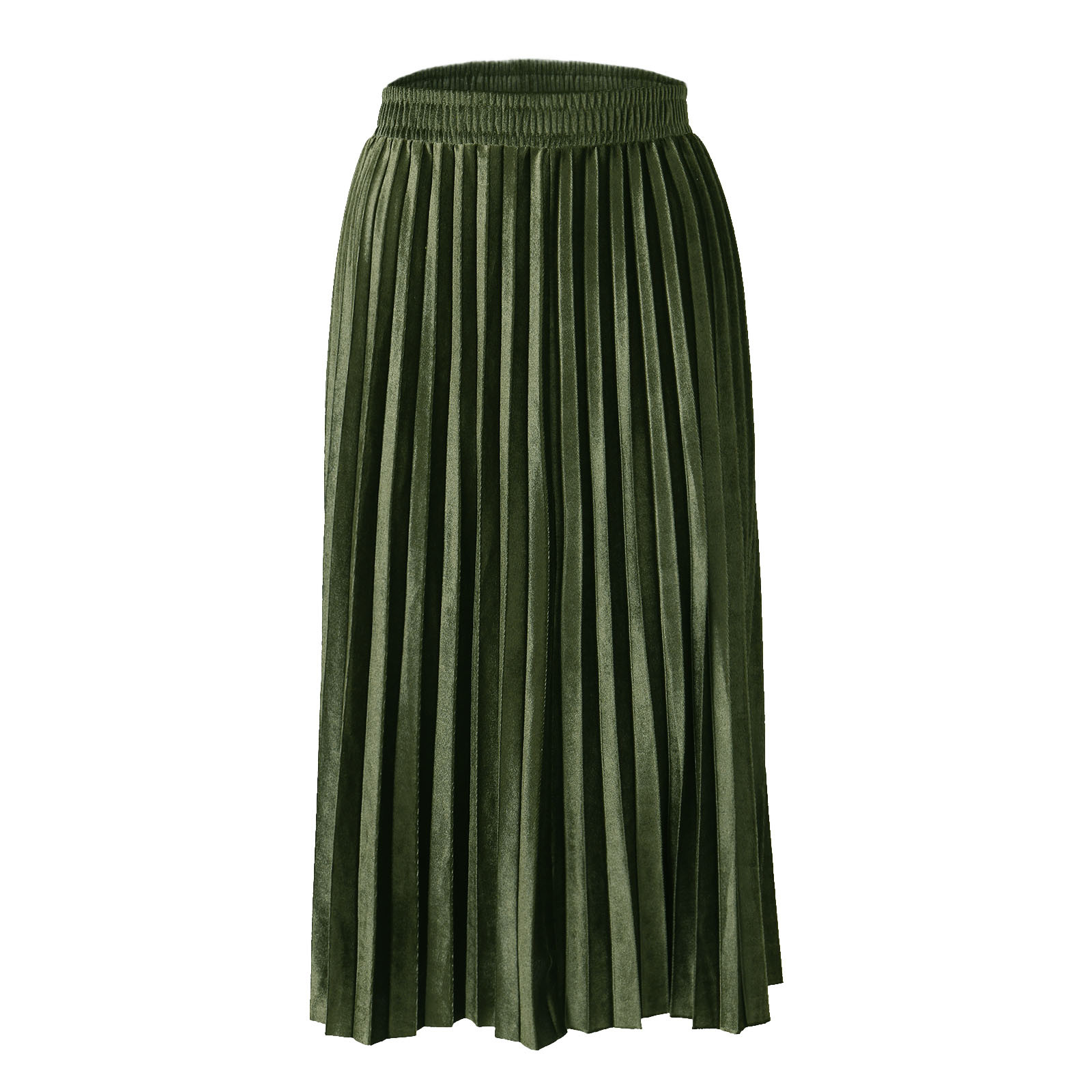 thumbnail image 4 of Falda plisada de terciopelo para mujer: cintura alta, diseño envolvente en las caderas, tejido elástico para todas las estaciones (S-XXL), 4 of 4